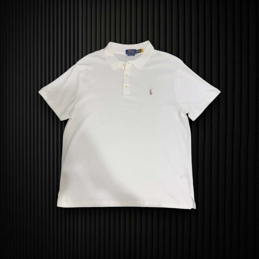White Custom Slim Fit Polo Shirt Multicolor Pony Preppy Mens XL